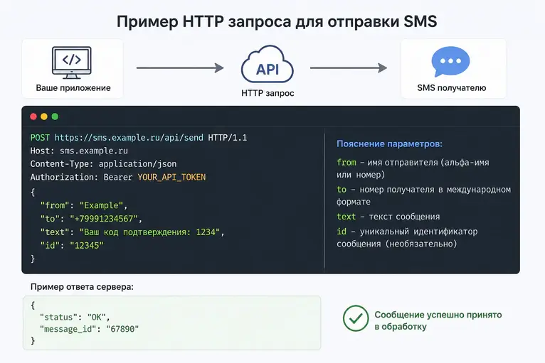 Пример HTTP запроса для отправки SMS